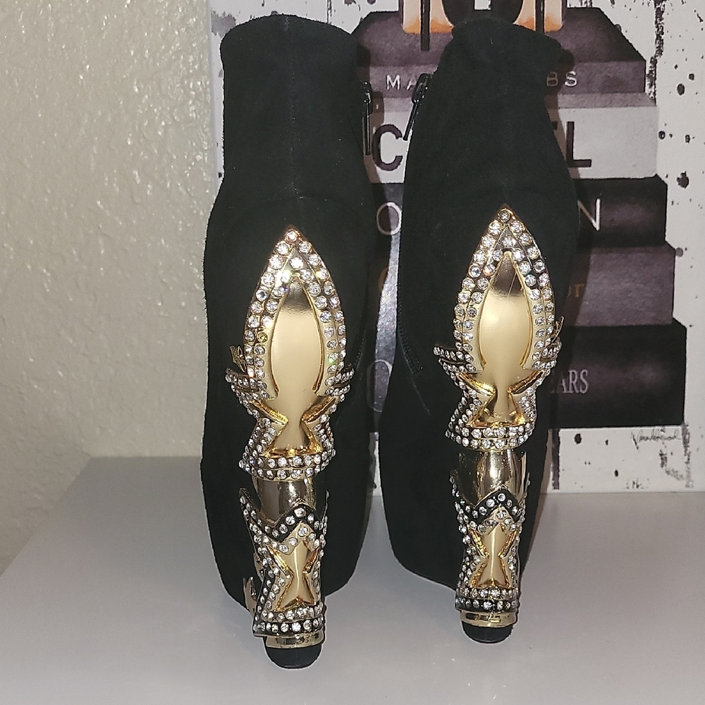 Killstar Andromeda Black and Gold Star Platform Shoes Size 8 - Picture 4 of 6